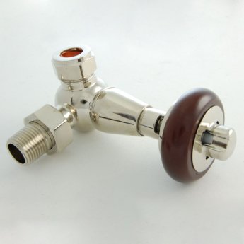 West Eton Traditional Corner Manual Radiator Valve and Lockshield - Nickel