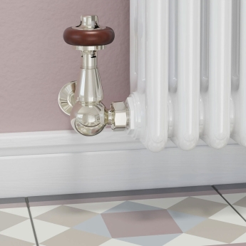 West Eton Traditional Corner Manual Radiator Valve and Lockshield - Nickel | Product Image