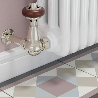 West Eton Traditional Corner Manual Radiator Valve and Lockshield - Nickel | Product Image