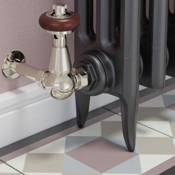 West Eton Traditional Corner Manual Radiator Valve and Lockshield - Nickel | Product Image