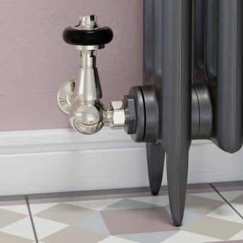 West Eton Traditional Corner Manual Radiator Valve and Lockshield - Nickel | Product Image