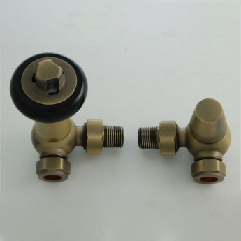 West Eton Traditional Corner Manual Radiator Valve and Lockshield - Old English Brass