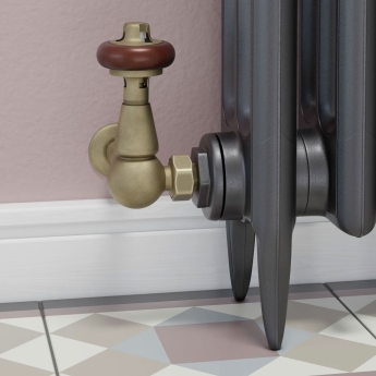 West Eton Traditional Corner Manual Radiator Valve and Lockshield - Old English Brass | Product Image