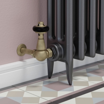 West Eton Traditional Corner Manual Radiator Valve and Lockshield - Old English Brass | Product Image