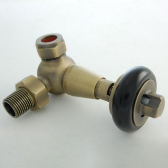 West Eton Traditional Corner Manual Radiator Valve and Lockshield - Old English Brass