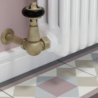 West Eton Traditional Corner Manual Radiator Valve and Lockshield - Old English Brass | Product Image