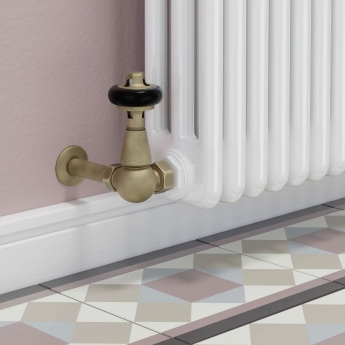 West Eton Traditional Corner Manual Radiator Valve and Lockshield - Old English Brass | Product Image
