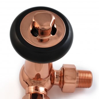 West Eton Traditional Corner Manual Radiator Valve and Lockshield - Polished Copper