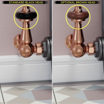 West Eton Traditional Corner Manual Radiator Valve and Lockshield - Polished Copper | Product Image