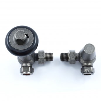 West Eton Traditional Corner Manual Radiator Valve and Lockshield - Pewter