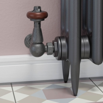 West Eton Traditional Corner Manual Radiator Valve and Lockshield - Pewter | Product Image