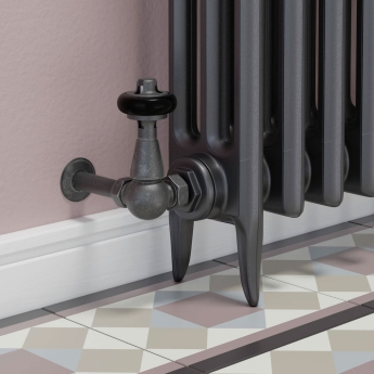West Eton Traditional Corner Manual Radiator Valve and Lockshield - Pewter | Product Image