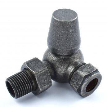West Eton Traditional Corner Manual Radiator Valve and Lockshield - Pewter