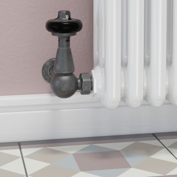 West Eton Traditional Corner Manual Radiator Valve and Lockshield - Pewter | Product Image