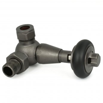 West Eton Corner Manual Radiator Valve and Lockshield - Light Pewter