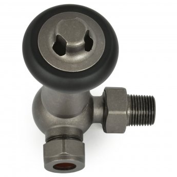 West Eton Corner Manual Radiator Valve and Lockshield - Light Pewter