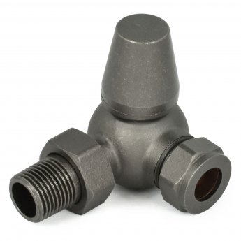 West Eton Corner Manual Radiator Valve and Lockshield - Light Pewter