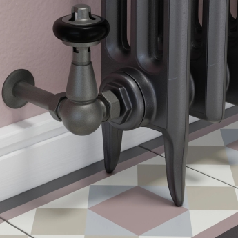 West Eton Corner Manual Radiator Valve and Lockshield - Light Pewter | Product Image