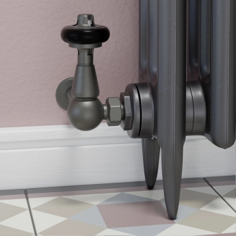 West Eton Corner Manual Radiator Valve and Lockshield - Light Pewter | Product Image