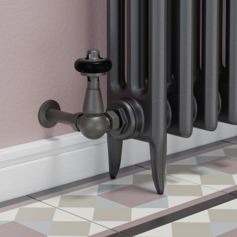 West Eton Corner Manual Radiator Valve and Lockshield - Light Pewter | Product Image