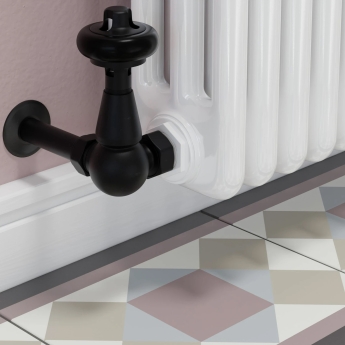 West Eton Traditional Corner Manual Radiator Valve and Lockshield - Satin Black | Product Image