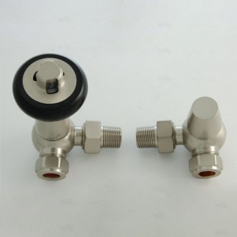 West Eton Traditional Corner Manual Radiator Valve and Lockshield - Satin Nickel