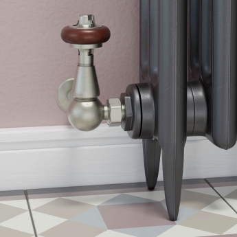 West Eton Traditional Corner Manual Radiator Valve and Lockshield - Satin Nickel | Product Image