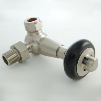 West Eton Traditional Corner Manual Radiator Valve and Lockshield - Satin Nickel