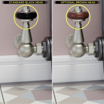 West Eton Traditional Corner Manual Radiator Valve and Lockshield - Satin Nickel | Product Image