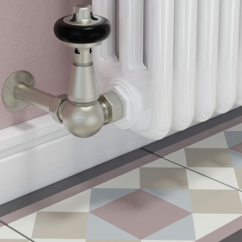 West Eton Traditional Corner Manual Radiator Valve and Lockshield - Satin Nickel | Product Image