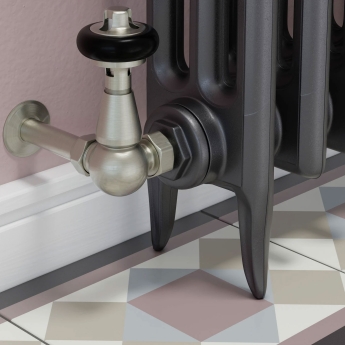West Eton Traditional Corner Manual Radiator Valve and Lockshield - Satin Nickel | Product Image