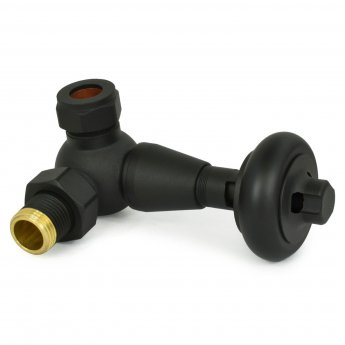 West Eton Corner Manual Radiator Valve and Lockshield - Textured Black