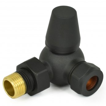 West Eton Corner Manual Radiator Valve and Lockshield - Textured Black