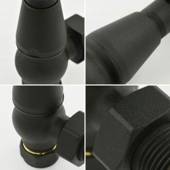 West Eton Corner Manual Radiator Valve and Lockshield - Textured Black