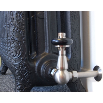 West Eton Traditional Corner Manual Radiator Valve and Lockshield - Un-Lacquered Brass | Product Image