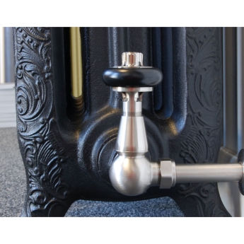 West Eton Traditional Corner Manual Radiator Valve and Lockshield - Un-Lacquered Brass | Product Image