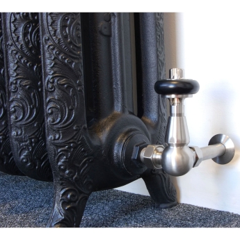 West Eton Traditional Corner Manual Radiator Valve and Lockshield - Un-Lacquered Brass | Product Image
