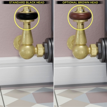 West Eton Traditional Corner Manual Radiator Valve and Lockshield - Un-Lacquered Brass | Product Image