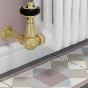 West Eton Traditional Corner Manual Radiator Valve and Lockshield - Un-Lacquered Brass | Product Image