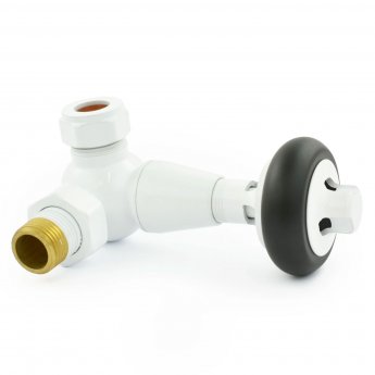 West Eton Corner Manual Radiator Valve and Lockshield - White