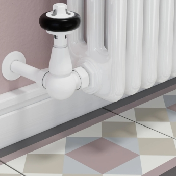 West Eton Corner Manual Radiator Valve and Lockshield - White | Product Image