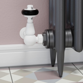 West Eton Corner Manual Radiator Valve and Lockshield - White | Product Image