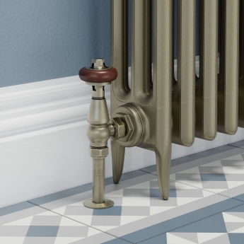 West Faringdon Angled Thermostatic Radiator Valve and Lockshield - Antique Brass