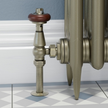 West Faringdon Angled Thermostatic Radiator Valve and Lockshield - Antique Brass