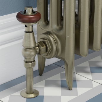 West Faringdon Angled Thermostatic Radiator Valve and Lockshield - Antique Brass