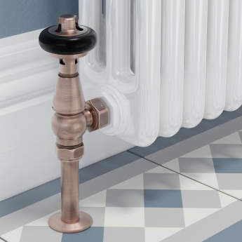 West Faringdon Angled Thermostatic Radiator Valve and Lockshield - Antique Copper