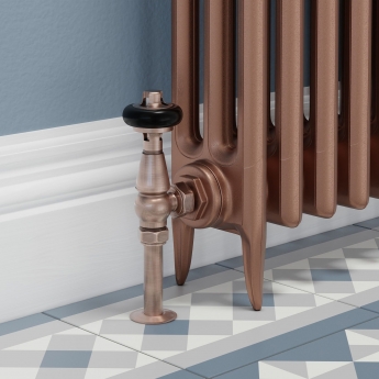 West Faringdon Angled Thermostatic Radiator Valve and Lockshield - Antique Copper