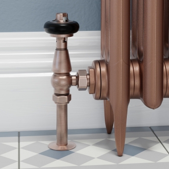 West Faringdon Angled Thermostatic Radiator Valve and Lockshield - Antique Copper