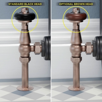 West Faringdon Angled Thermostatic Radiator Valve and Lockshield - Antique Copper | Product Image