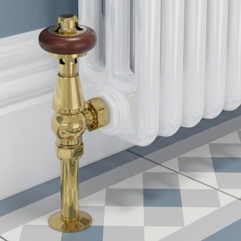 West Faringdon Angled Thermostatic Radiator Valve and Lockshield - Brass